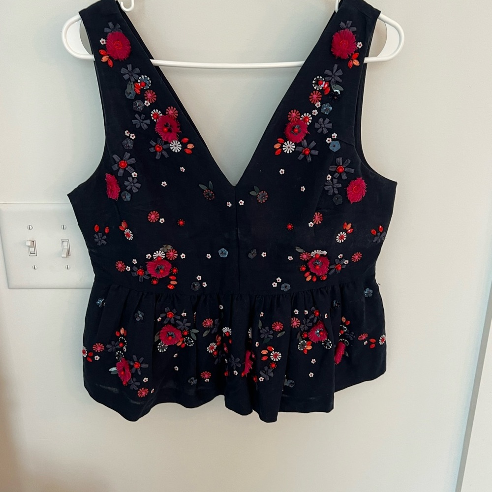 J Crew beaded top. Size 6. Worn twice.